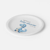 Niedlich Blue Dinosaur Baby Dusche Pappteller (Schrägansicht)