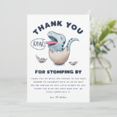 Niedlich Blue Dinosaur Babydusche T-Rex Dankeskarte (Stehend Vorderseite)