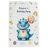 Niedlich Blue Dinosaur Balloon Geburtstagsparty Mittlere Geschenktüte (Vorderseite)