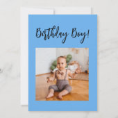 Niedlich Blue Dinosaurier Ballon Erster Geburtstag Einladung (Rückseite)