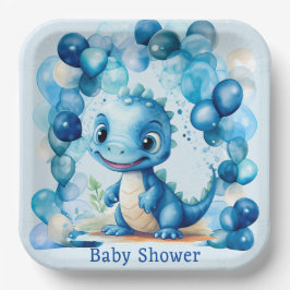 Niedlich Blue Dinosaurier Balloons Boy Baby Dusche Pappteller