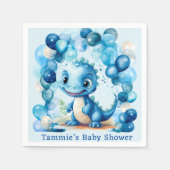 Niedlich Blue Dinosaurier Balloons Boy Baby Dusche Serviette (Vorderseite)