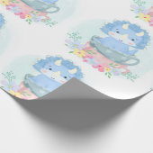 Niedlich Blue Dinosaurier Inside Teacups Kinderdus Geschenkpapier (Ecke)