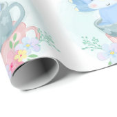 Niedlich Blue Dinosaurier Inside Teacups Kinderdus Geschenkpapier (Rolleneckpunkt)