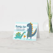 Niedlich Blue Dinosaurier Kawaii Whimsical Boy Geb Dankeskarte (Vorderseite)
