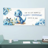 Niedlich Blue Dinosaurier mit Florals Boy Baby Dus Banner (Messe)
