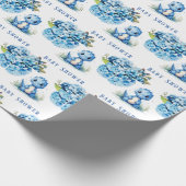 Niedlich Blue Dinosaurier mit Florals Boy Baby Dus Geschenkpapier (Ecke)