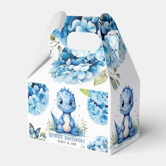 Niedlich Blue Dinosaurier mit Florals Boy Baby Dus Geschenkschachtel (Vorderseite)