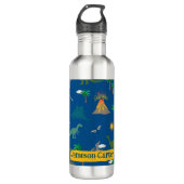 Niedlich Blue Dinosaurier Muster Wildlife Pflanze Edelstahlflasche (Vorderseite)