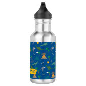 Niedlich Blue Dinosaurier Muster Wildlife Pflanze  Edelstahlflasche (Rechts)
