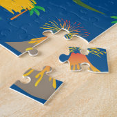 Niedlich Blue Dinosaurier Muster Wildlife Pflanze Puzzle (Seite)