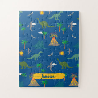Niedlich Blue Dinosaurier Muster Wildlife Pflanze Puzzle