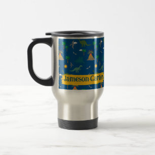 Niedlich Blue Dinosaurier Muster Wildlife Pflanze Reisebecher