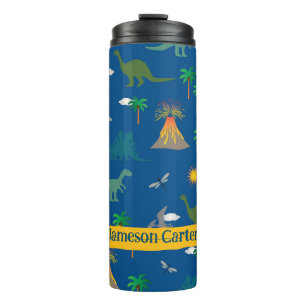 Niedlich Blue Dinosaurier Muster Wildlife Pflanze Thermosbecher
