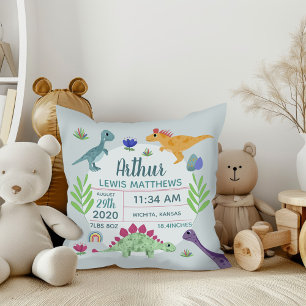 Niedlich Blue Dinosaurier Name Baby Boy Birth Stat Kissen