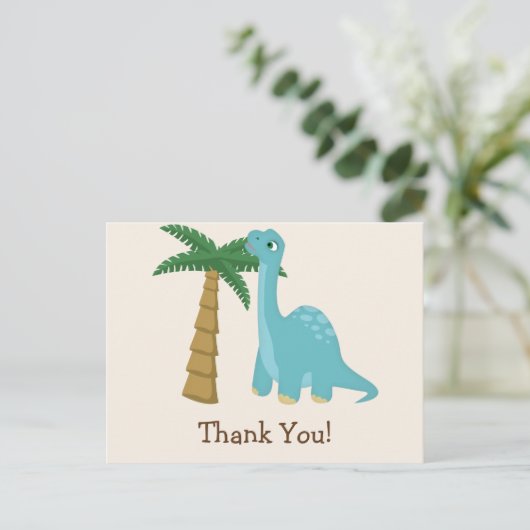 Niedlich Blue Dinosaurier Vielen Dank Postkarte (Stehend Vorderseite)