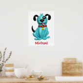 Niedlich Blue Dog Baby Boy Dusche Kinderzimmer Kin Poster (Küche)