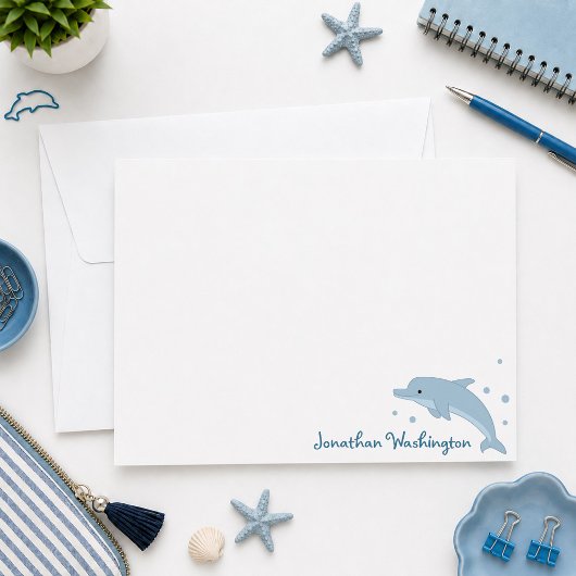 Niedlich Blue Dolphin Note Card Mitteilungskarte
