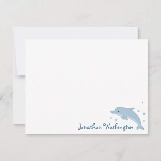 Niedlich Blue Dolphin Note Card Mitteilungskarte (Vorderseite)
