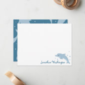 Niedlich Blue Dolphin Note Card Mitteilungskarte (Vorderseite/Rückseite Beispiel)