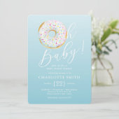 Niedlich Blue Donut Baby Dusche Einladung (Stehend Vorderseite)