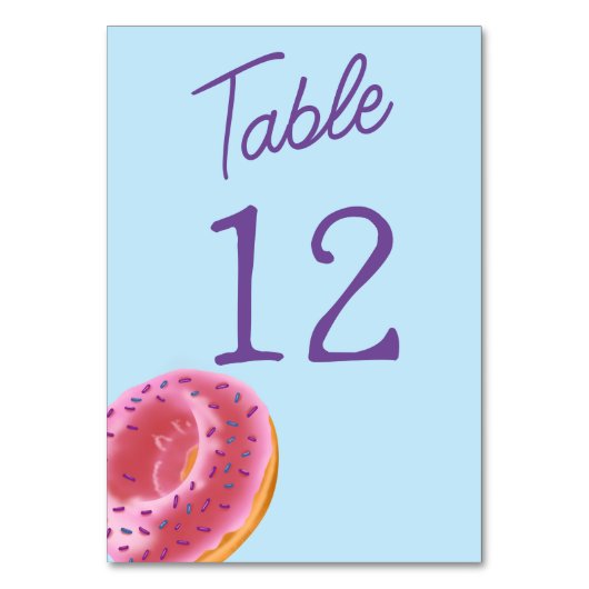 Niedlich Blue Donut Baby Dusche Tischnummer (Vorderseite)