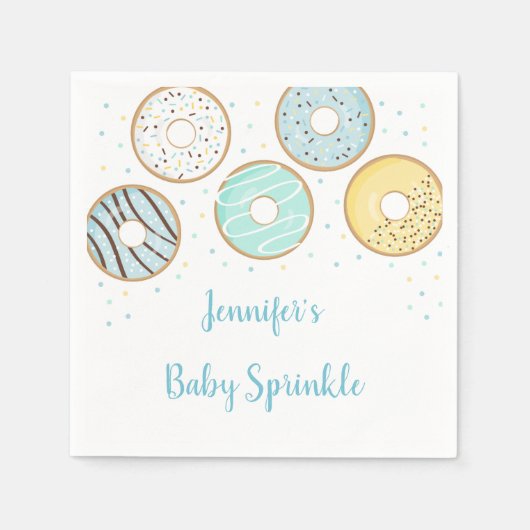 Niedlich Blue Donut Baby Sprinkle Serviette (Vorderseite)