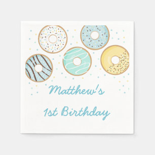 Niedlich Blue Donut Birthday Serviette