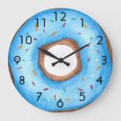 Niedlich Blue Donut Große Wanduhr (Vorderseite)