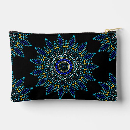 Niedlich Blue Dot Art Mandala Muster Zubehörtasche (Rückseite)