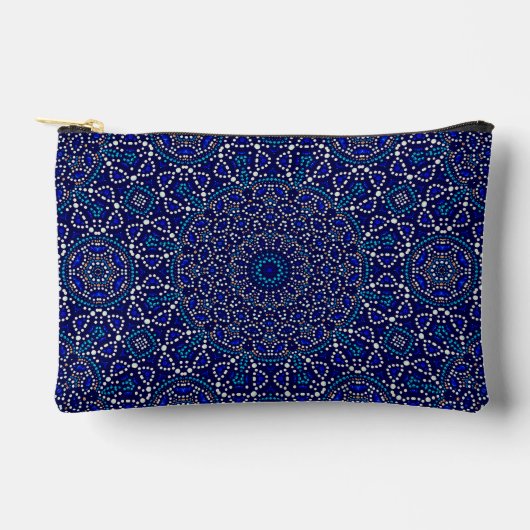 Niedlich Blue Dot Art Mandala Muster Zubehörtasche (Vorderseite)