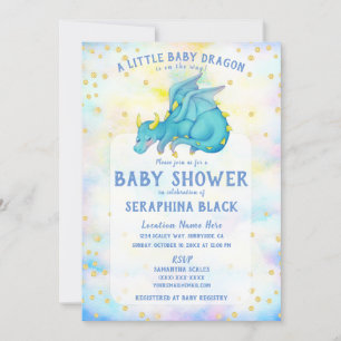 Niedlich Blue Dragon Baby Dusche Einladung