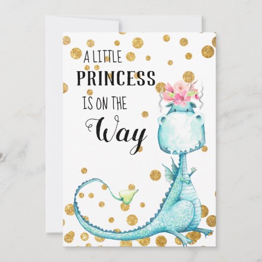 *~* Niedlich Blue Dragon Baby Girl Shower Einladun Einladung (Vorderseite)