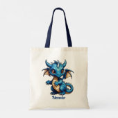 Niedlich Blue Dragon personalisieren Tragetasche (Rückseite)