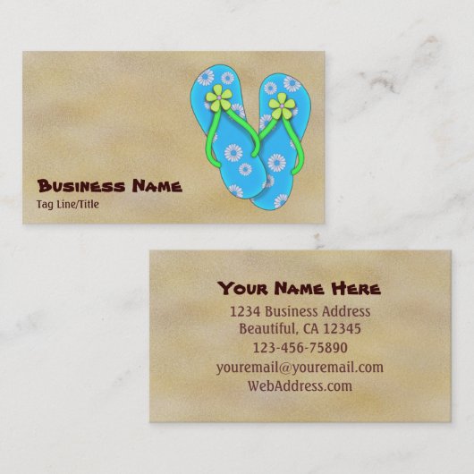 Niedlich Blue Drehen Flop mit Blume am Sandstrand Visitenkarte (Vorne/Hinten)