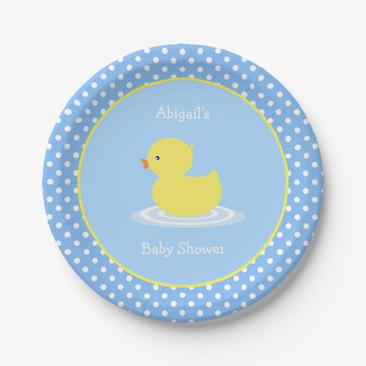 Niedlich Blue Duck Baby Dusche Pappteller (Vorderseite)