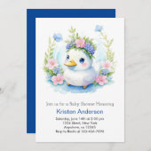 Niedlich Blue Duckling Watercolor Babydusche Einladung (Vorne/Hinten)