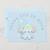 Niedlich Blue Elephant Address Message Vielen Dank Postkarte (Vorne/Hinten)
