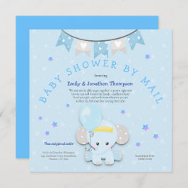 Niedlich Blue Elephant Baby Dusche per Mail Einladung