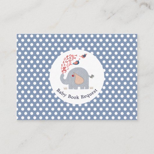 Niedlich Blue Elephant Baby Showbuchanfrage Begleitkarte (Rückseite)