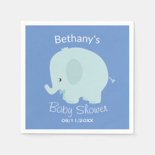 Niedlich Blue Elephant Boy Baby Dusche nach Maß Serviette