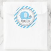 Niedlich Blue Elephant Boy First Birthday Baby Dus Runder Aufkleber (Tasche)