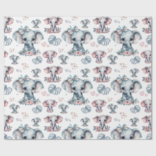 Niedlich Blue Elephant Print Geschenkpapier (Flach)