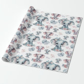 Niedlich Blue Elephant Print Geschenkpapier (Ungerollt)