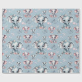 Niedlich Blue Elephant Print Geschenkpapier (Flach)