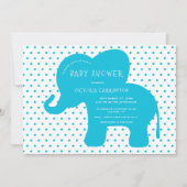Niedlich Blue Elephant Punkte Babydusche Einladung (Vorderseite)