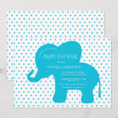 Niedlich Blue Elephant Punkte Babydusche Einladung (Vorne/Hinten)