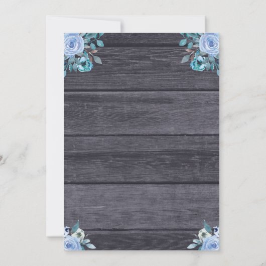 Niedlich Blue Elephant Rustic Boy Baby Dusche Einladung (Rückseite)