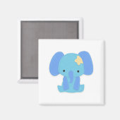 Niedlich Blue Elephant Square Magnet (Vorderseite/Rückseite)