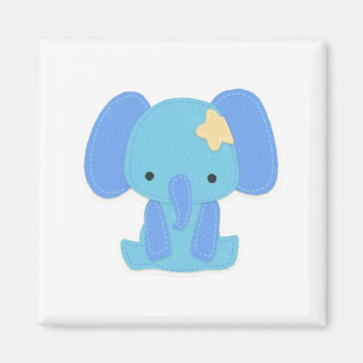 Niedlich Blue Elephant Square Magnet (Vorne)